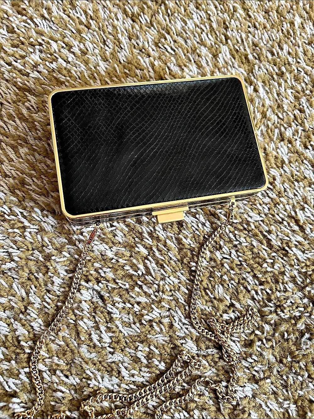 Michael Kors Berkley Snake Embossed Hard Case Clutch Black